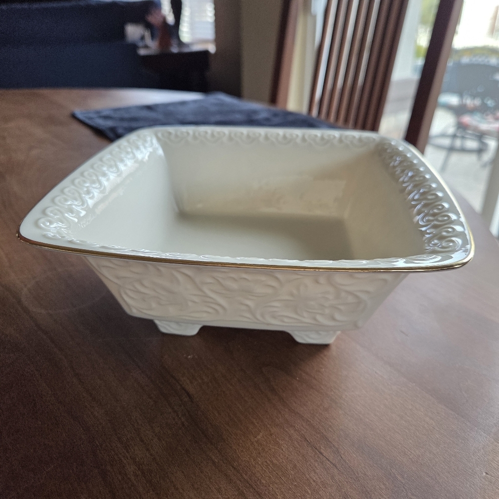Vtg 70's Lenox USA 9" Square Centerpiece Bowl "Persian Collection"